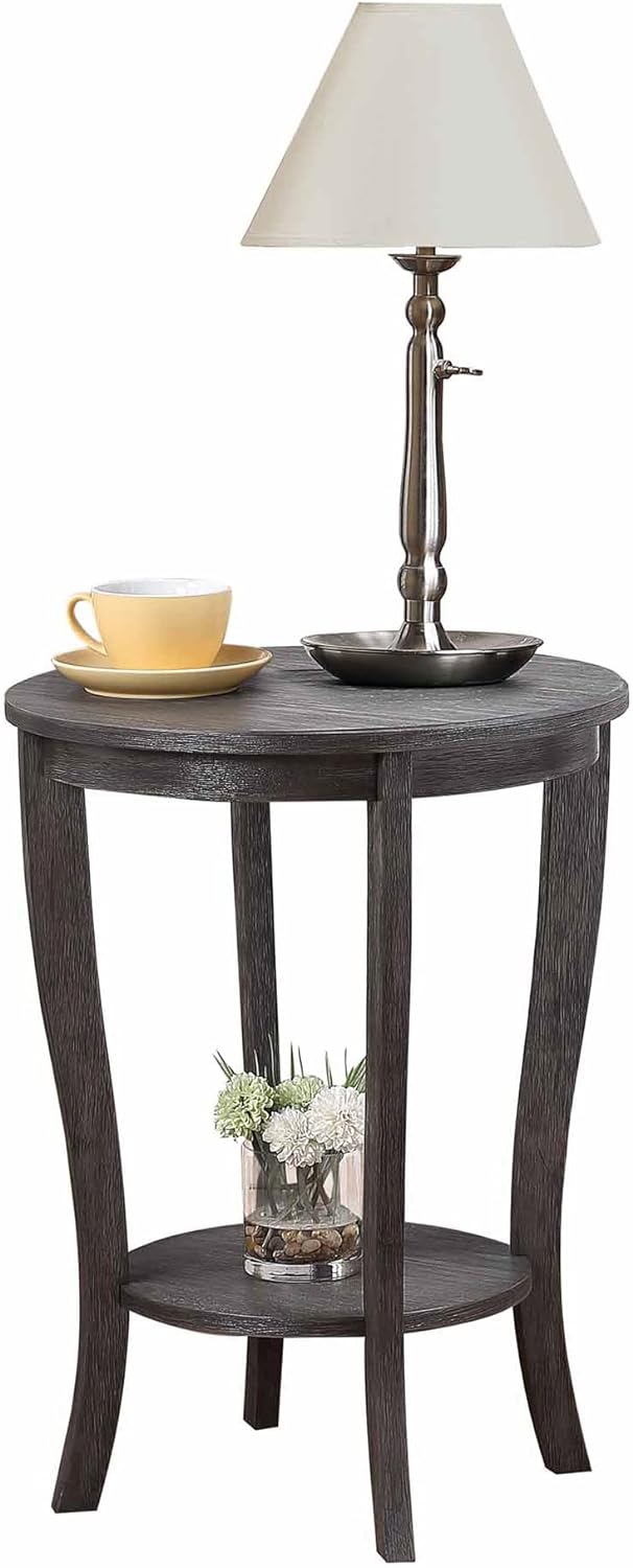 American Heritage Round End Table, Dark Gray Wirebrush