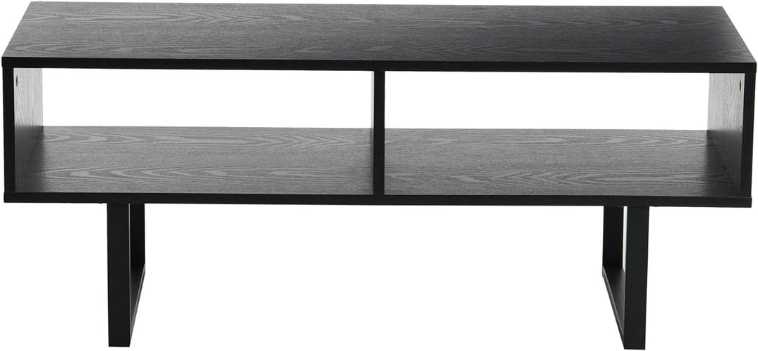 Jamestown TV Stand Coffee Table with Rectangular Storage, Black Oak