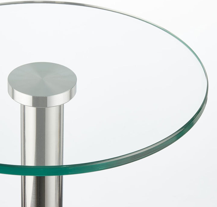 mDesignGlassTopSide/EndDrinkTable-Clear/Chrome