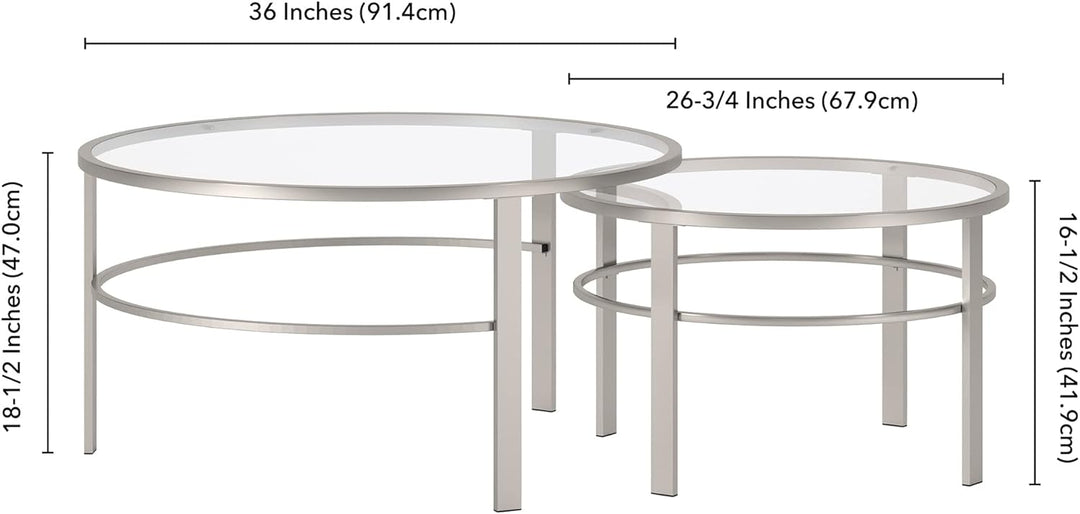 Nested Coffee Table in Satin Nickel, Modern Design