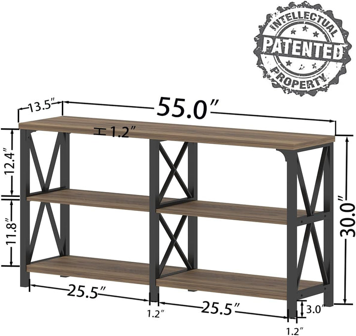 Wood Entryway Table, Industrial Metal Sofa Table