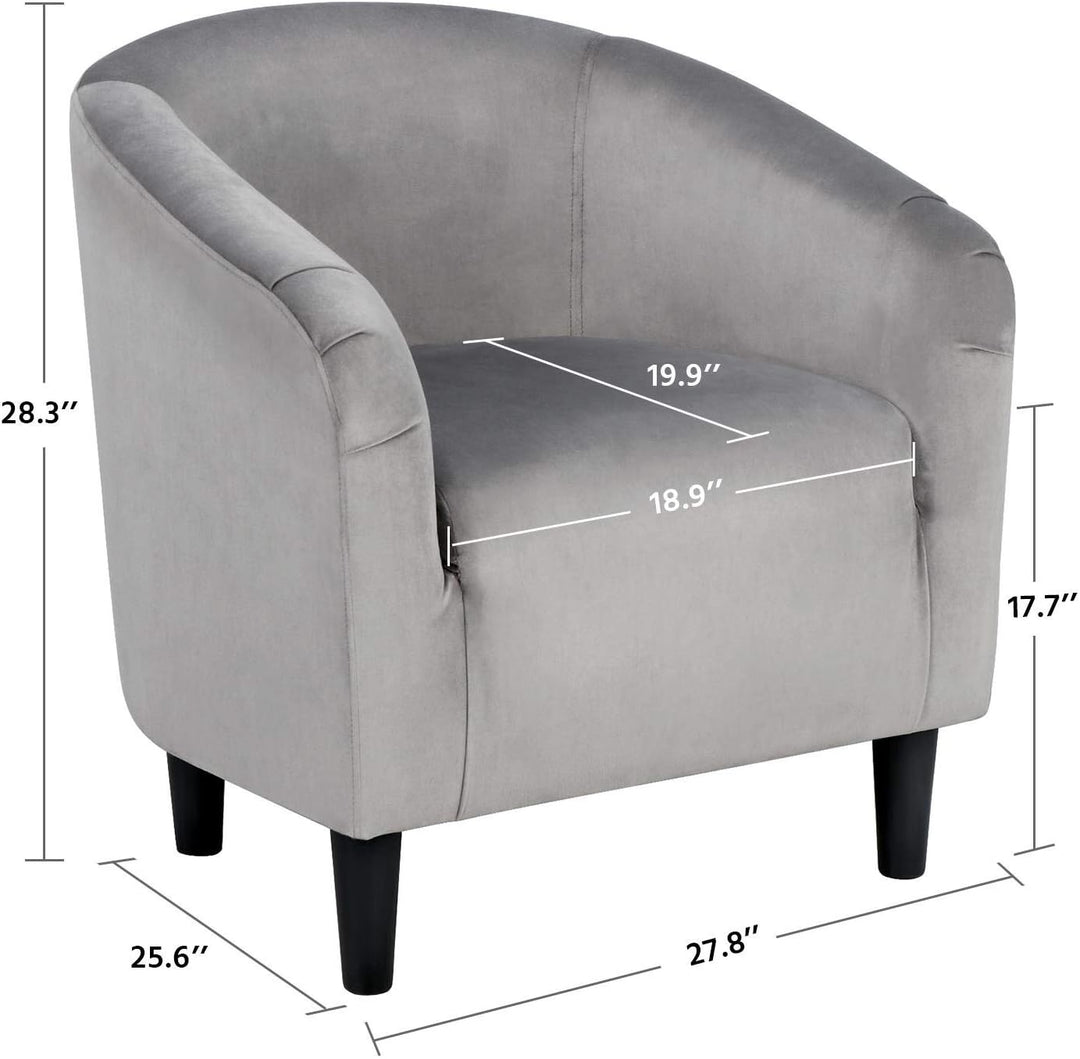 Velvet Accent Chair, Modern Club Chair Grey