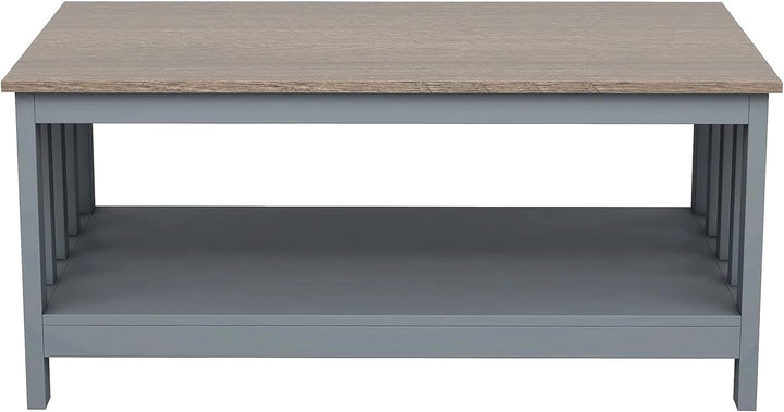 ChooChoo Farmhouse Coffee Table with Shelf, Grey