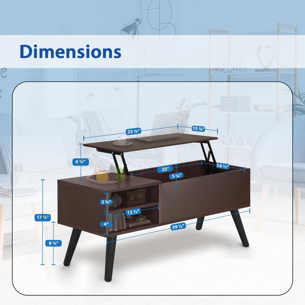 Lift-Top Coffee Table with Hidden Compartment, Black