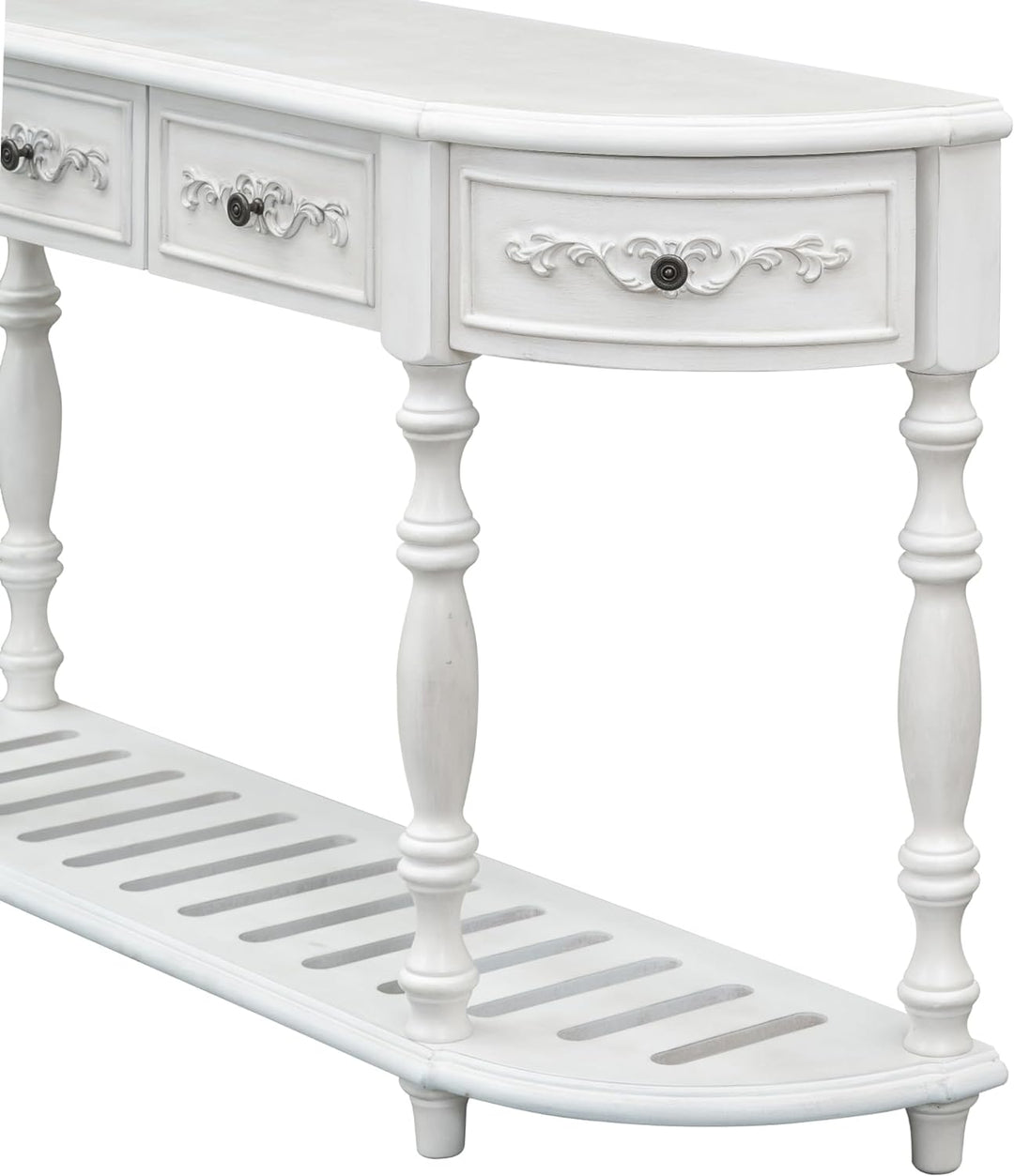 Retro Half Moon Entryway Table, Antique White