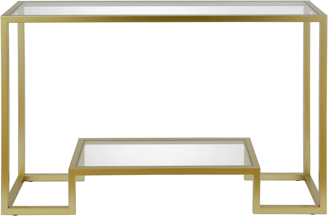 Rectangular Console Table, 47.75" Wide, Brass Finish