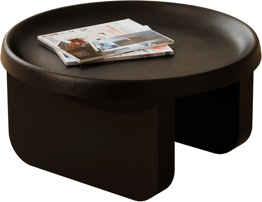 Modern Round Coffee Table, Metal Black Coffee Tables, Unique Circle Coffee Table (Black)