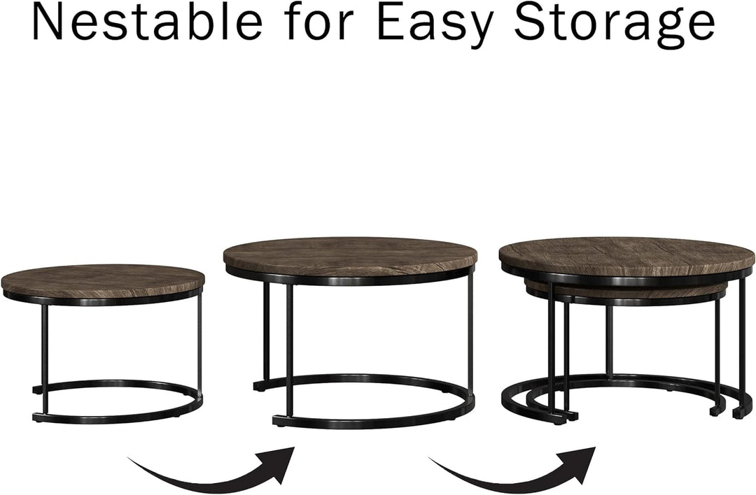 Lavish Home Round Nesting Coffee Tables, Modern Farmhouse Style