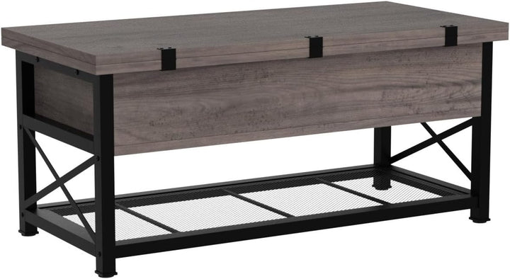 Lift Top Coffee Table with Storage, 3-in-1 Multi-Function Small Coffee Table for Living Room, Grey