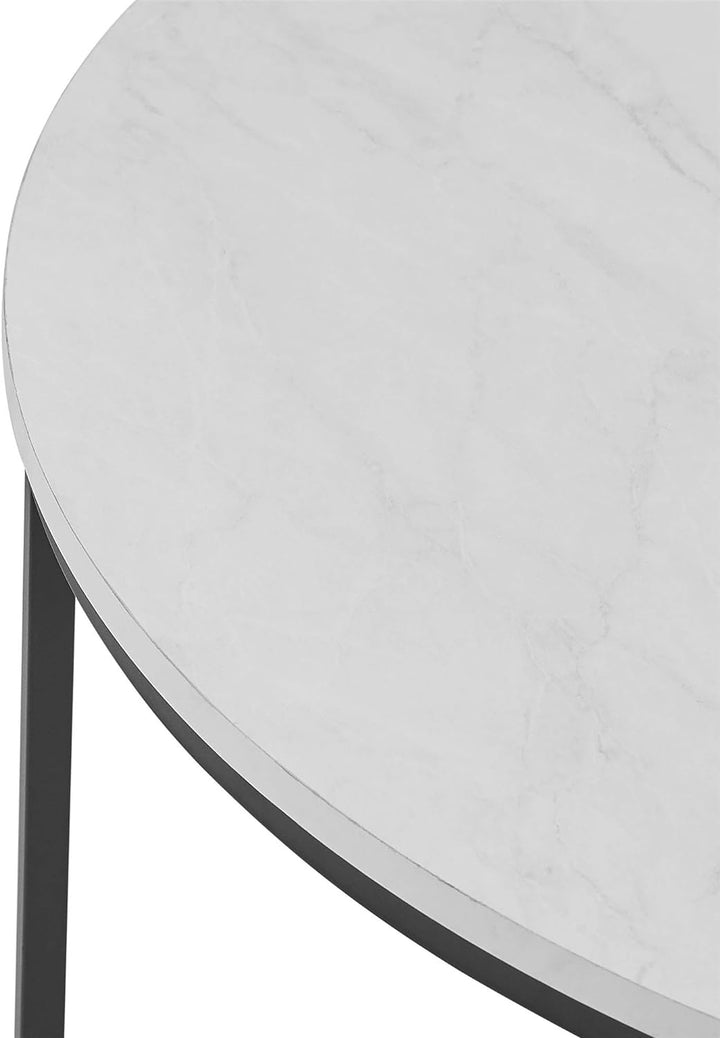 Modern Round Faux Marble Coffee Table with X Base, Marble