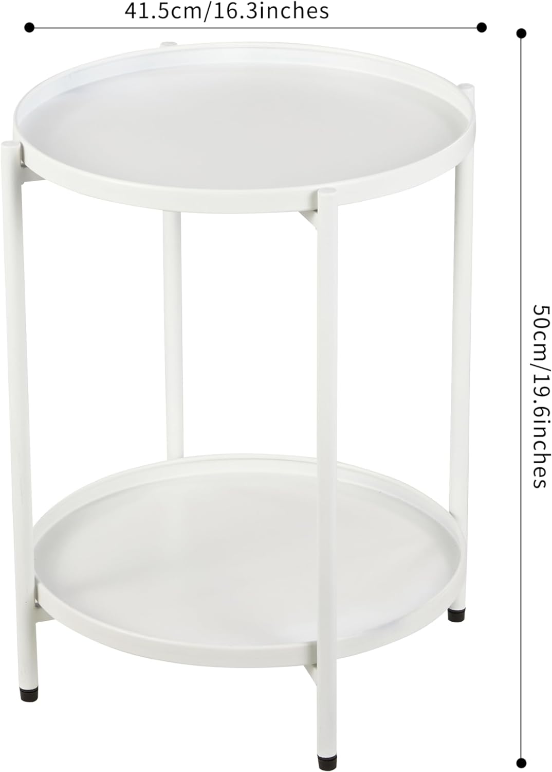 2 Tier Round Metal Side Table, Folding End Tables