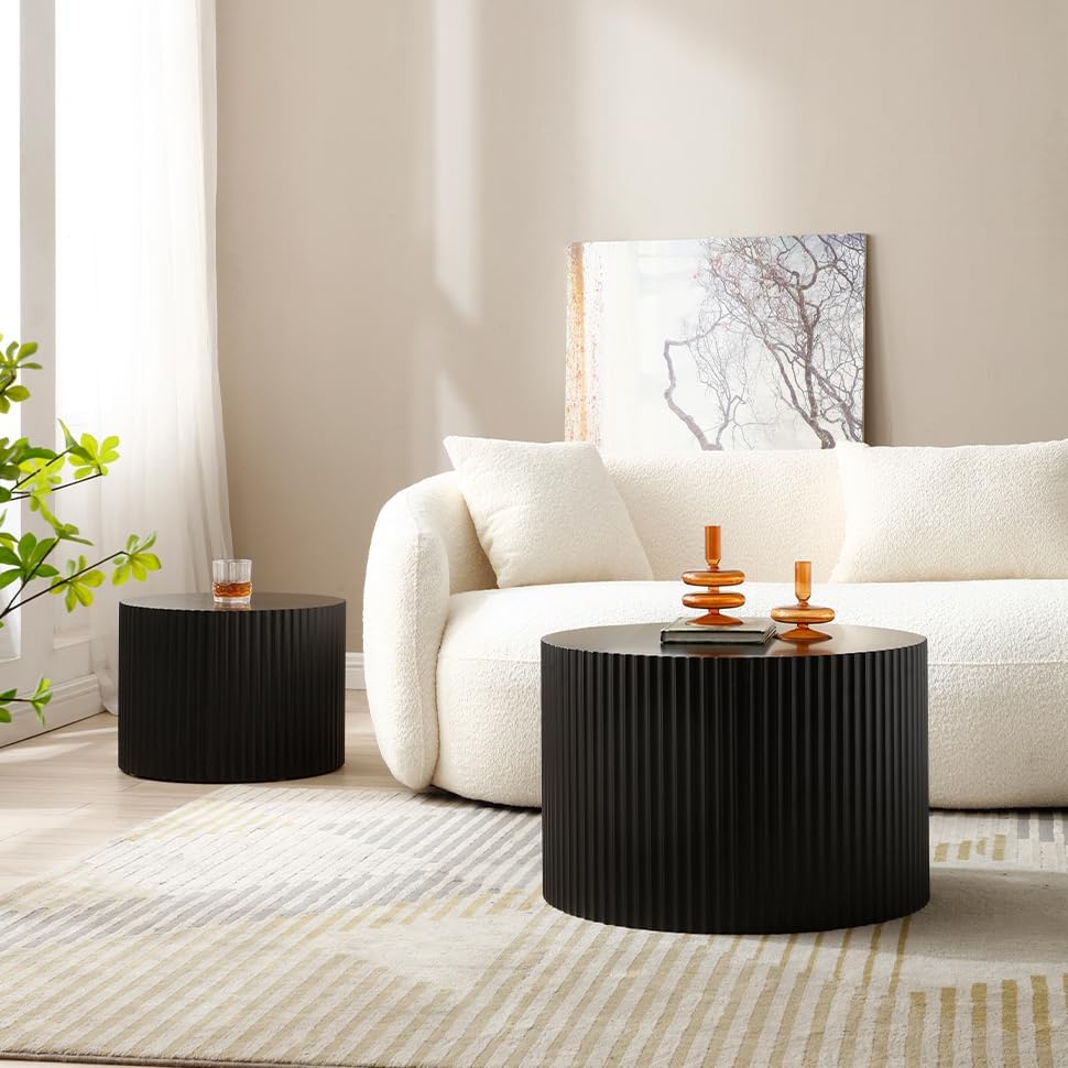 Stylish Nesting Coffee Table Set, 23.62" Black