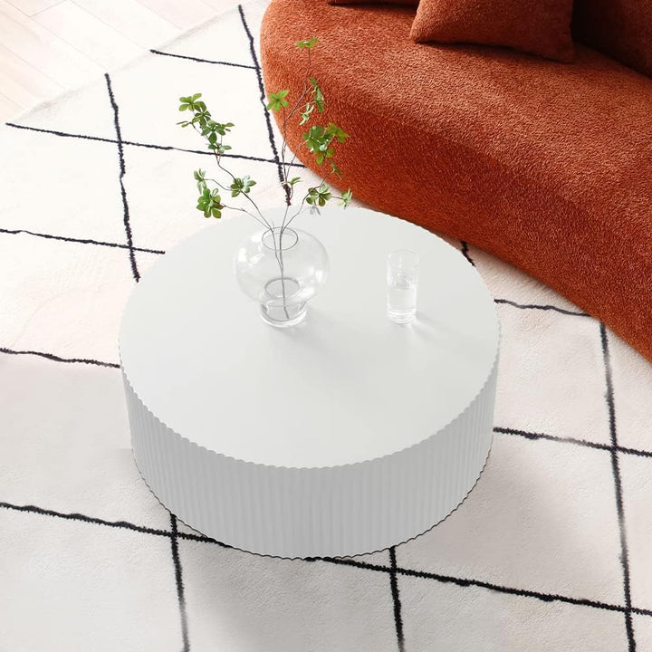 Modern Nesting Coffee Table Set, White Round Side Tables