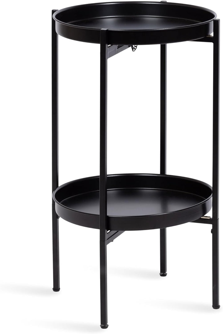 Celia Transitional Round Accent Tray Table, Black