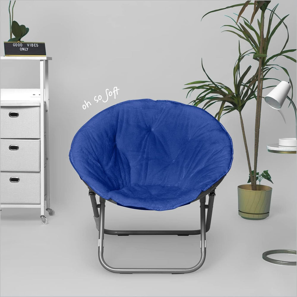 Urban Faux Fur Saucer Chair with Metal Frame, Blue