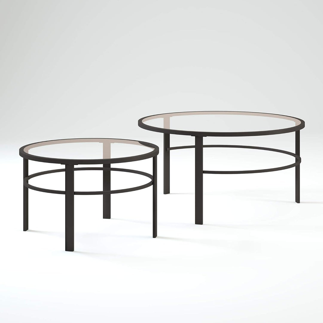 Henn&Hart Round Nested Coffee Table, Blackened Bronze