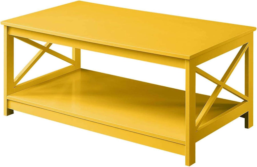 Convenience Concepts Oxford Coffee Table with Shelf, Yellow