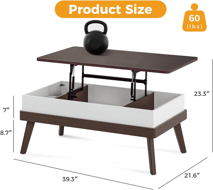 Lift Top Coffee Table with Hidden Storage, Espresso