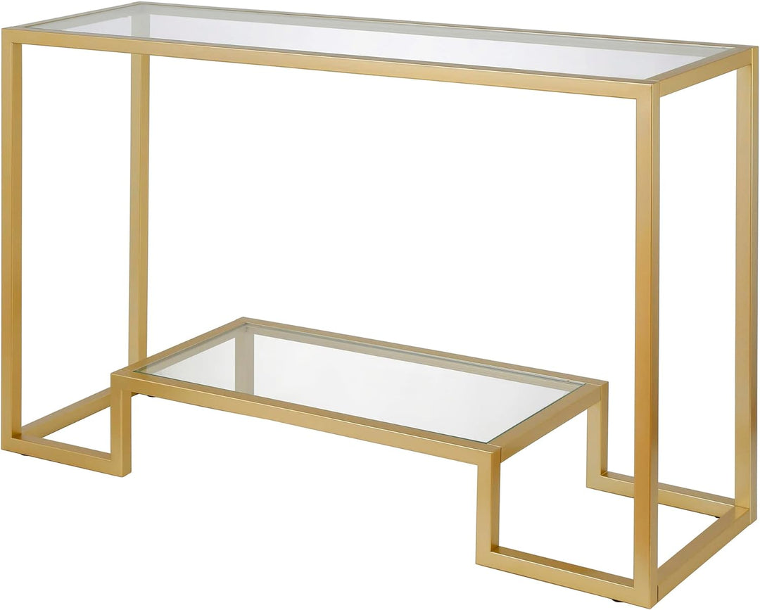 Rectangular Console Table, 47.75" Wide, Brass Finish