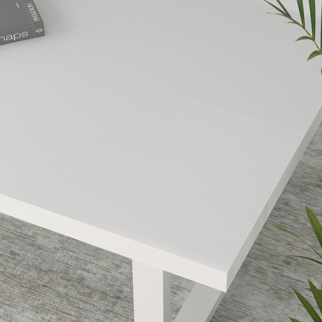 IBF Modern White Coffee Table, Minimalist Rectangle Living Room Table