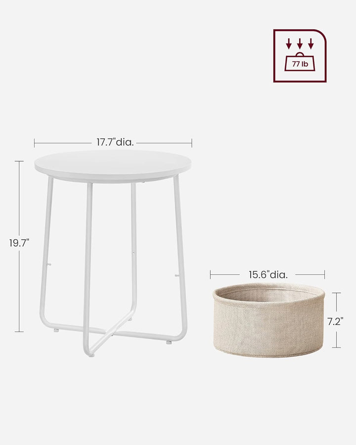 Small Round Side End Table, Classic White Sand