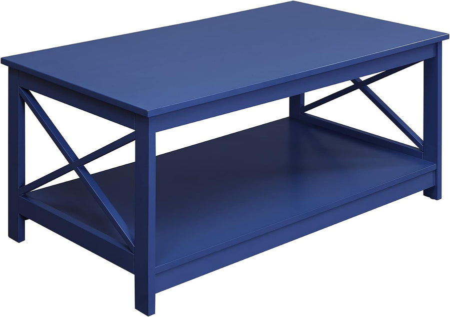 Convenience Concepts Oxford Coffee Table with Shelf, Cobalt Blue