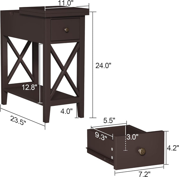 End Table with Drawer, Espresso