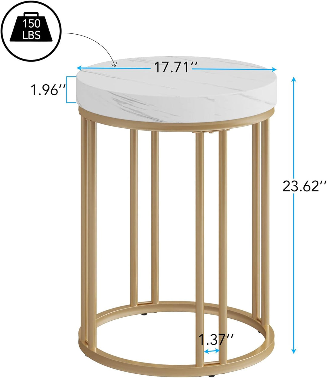 Round End Table Set of 2, Modern Side Nightstand