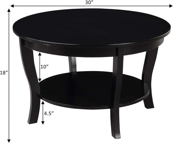 Convenience Concepts American Heritage Round Coffee Table, Black