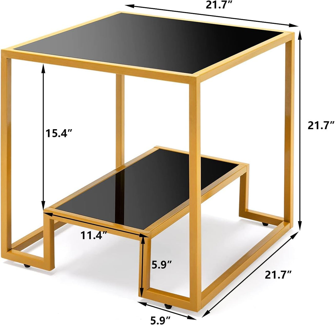 Elegant 3-Piece Glass and Brass Table Set