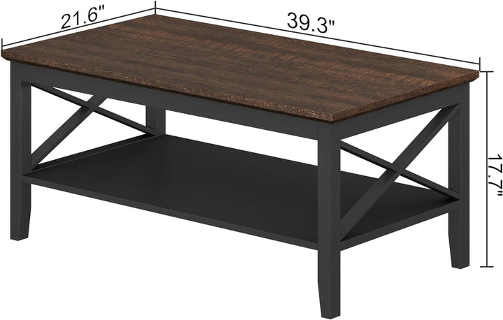 Wooden Coffee Table with Storage, Black