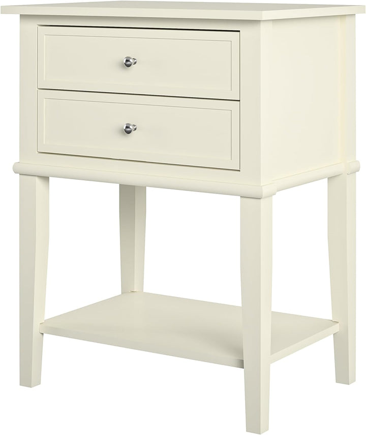 Franklin Accent Table, 2 Drawers, Soft White