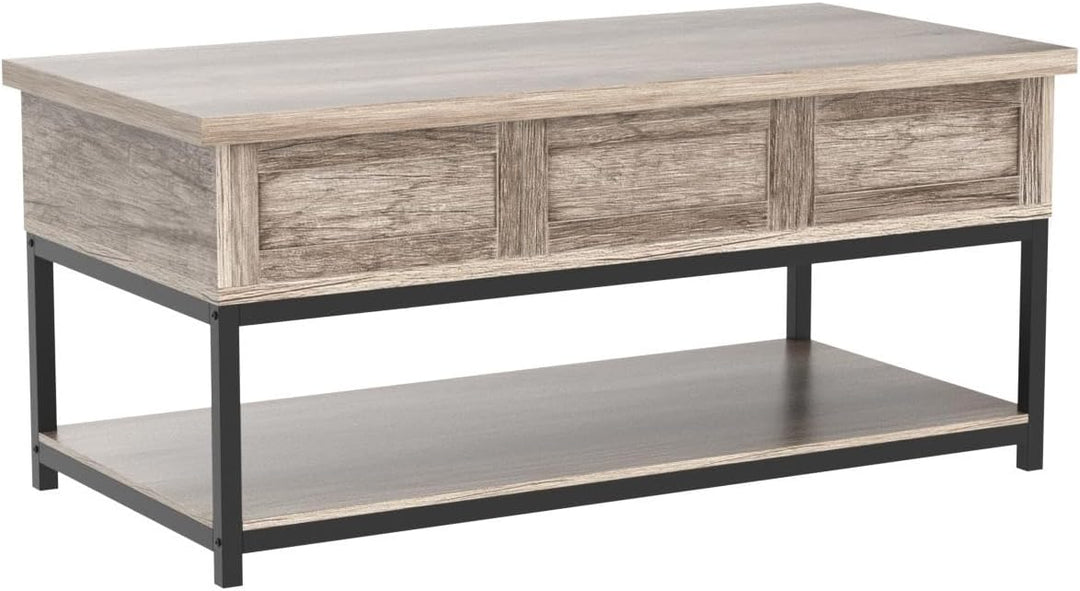 Lift Top Coffee Table with Hidden Compartments, Gray