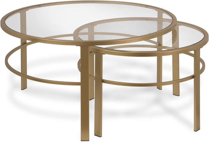 Henn&Hart Round Nested Coffee Table, Brass