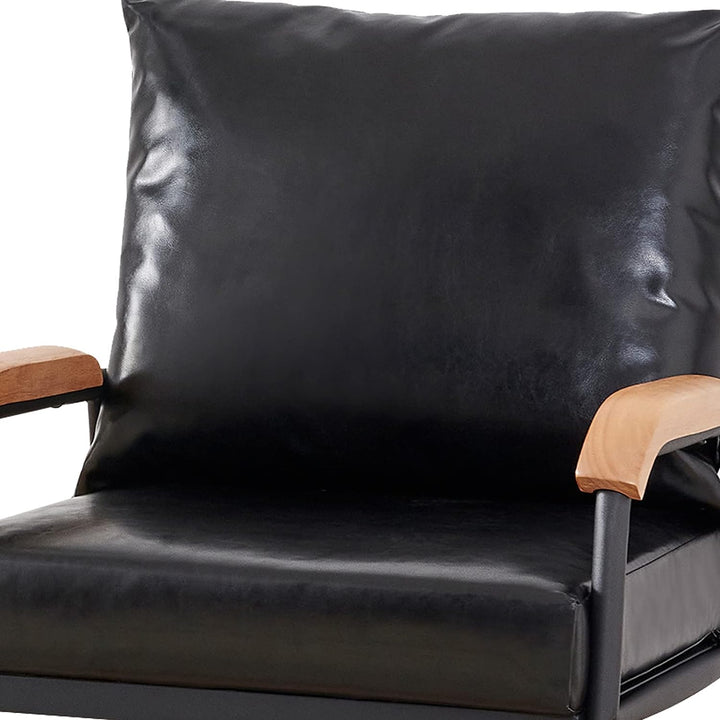 PU Leather Single Sofa Couch, Accent Chair (Black)