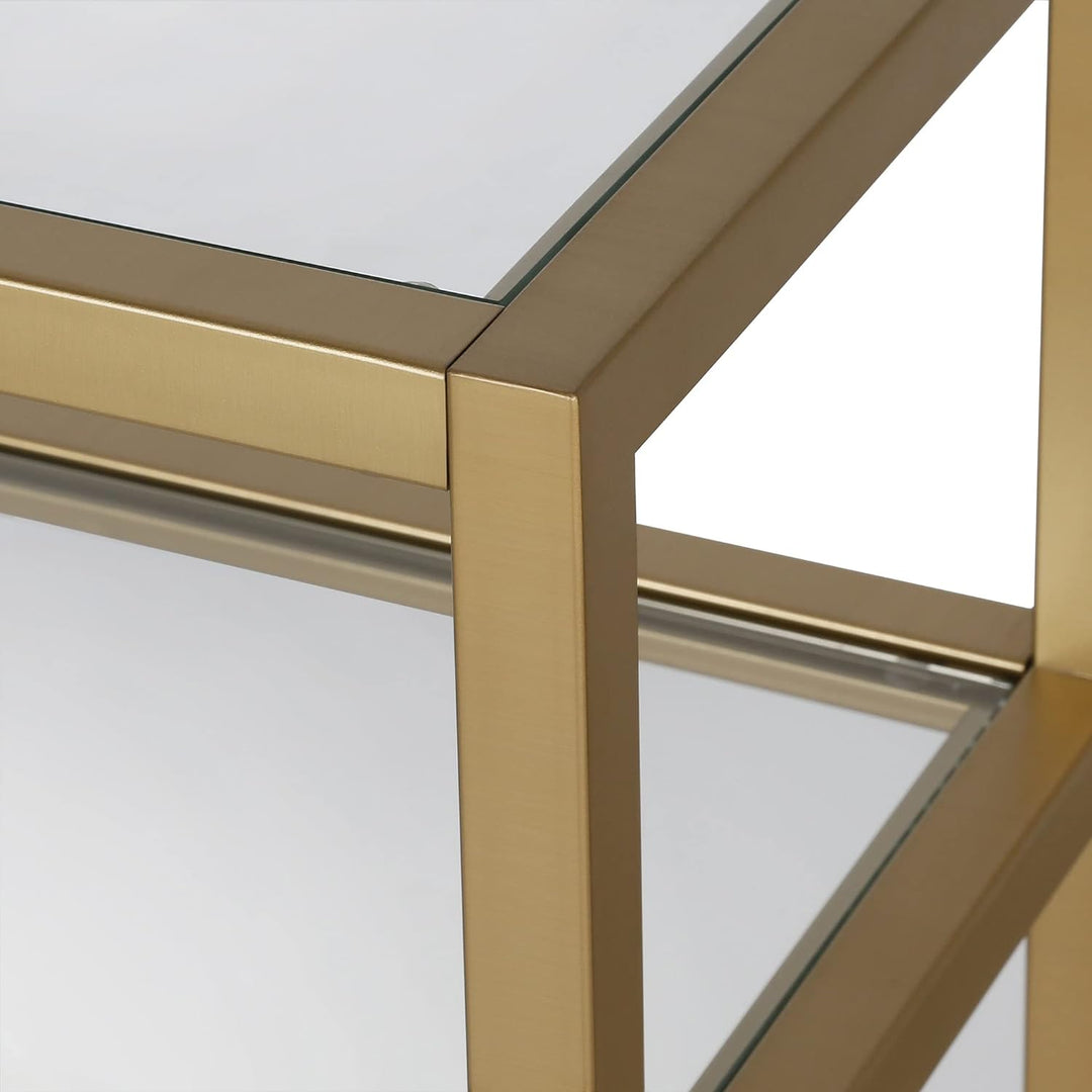 Rectangular Console Table, Brass Finish, Entryway Accent