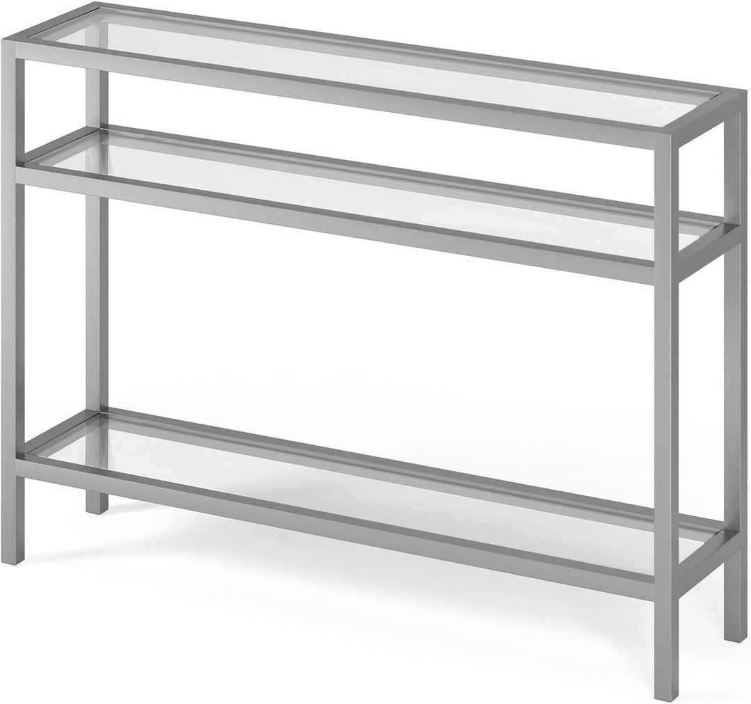 Rectangular Console Table, Entryway Accent Furniture, Satin Nickel