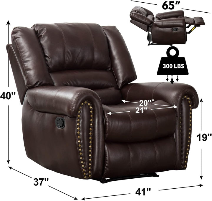 Leather Recliner Chair, Classic Manual, Brown