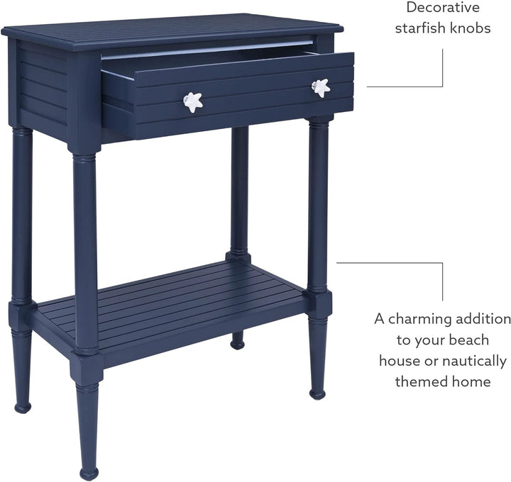 Raleigh Navy Accent Table with Storage and Pulls