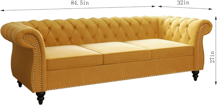 Chesterfield Sofa Velvet, Modern Tufted Couch 3 Seater