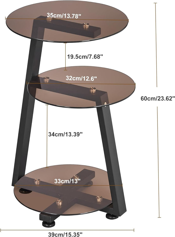 Round End Table Tempered Glass Side Table