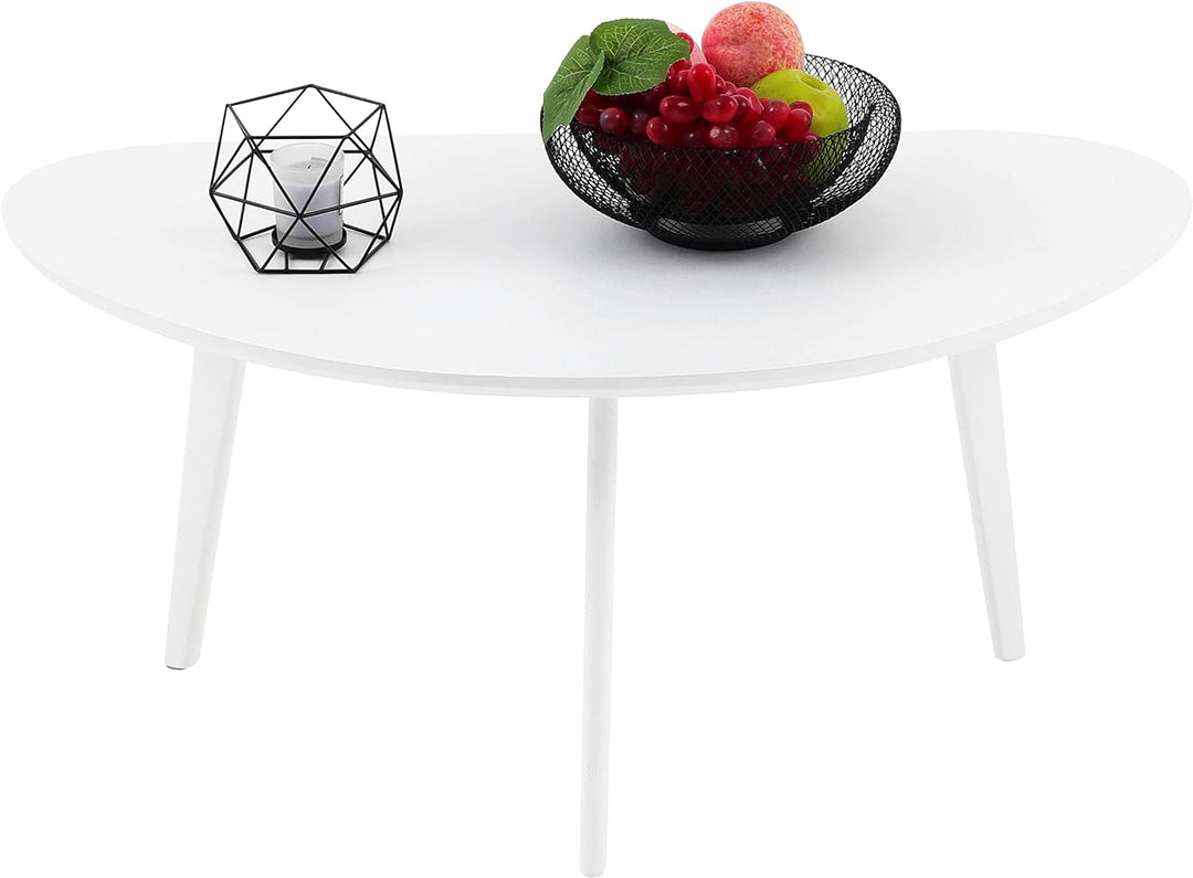 Small White Oval Coffee Table for Small Spaces, Modern