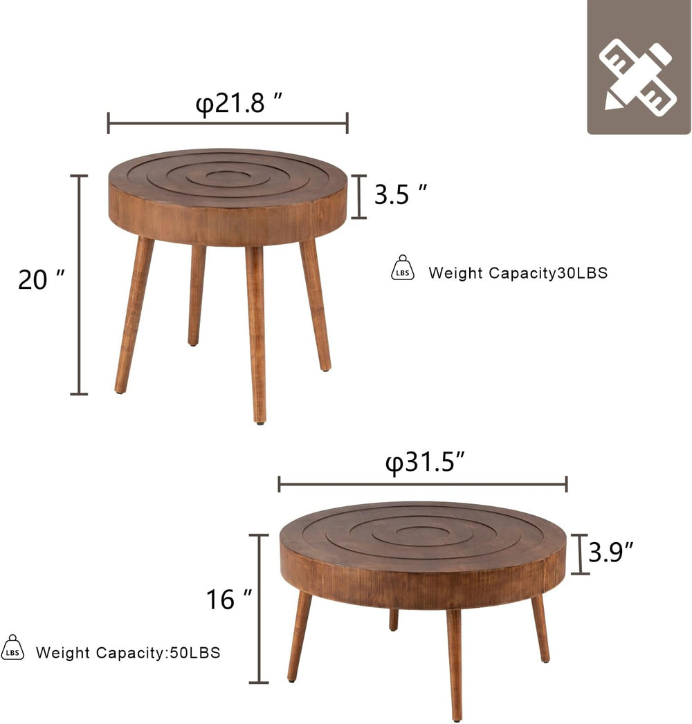 Nesting Coffee Tables with Wood Grain Finish, Modern Accent Coffee Table