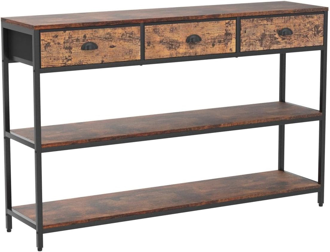 47" Console Sofa Table 3 Drawers 3-Tier Shelves