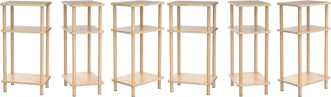 Set of 2 Solid Wood End Tables, 3-Tier Side Tables