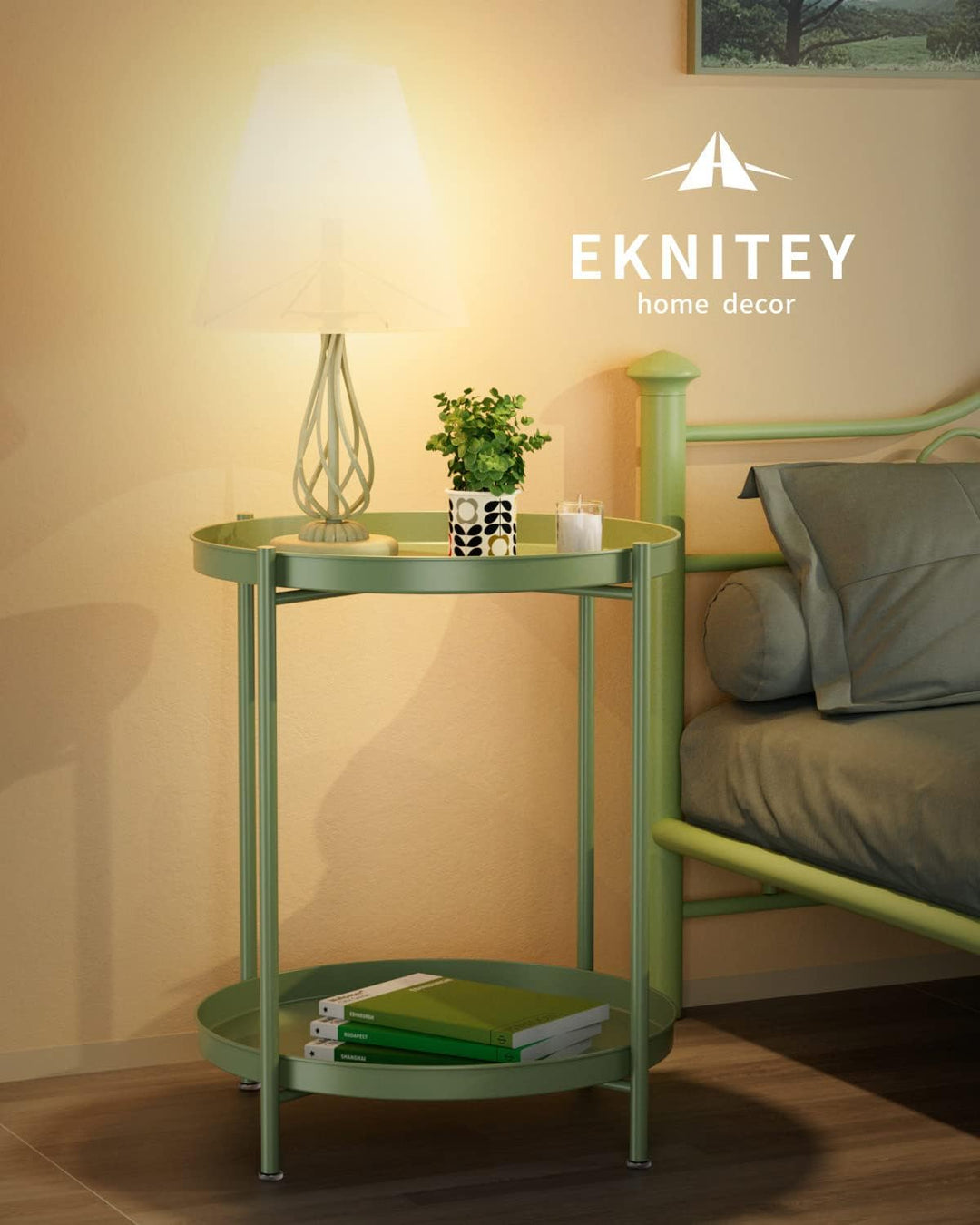 2 Tier End Table Metal Side Table Waterproof