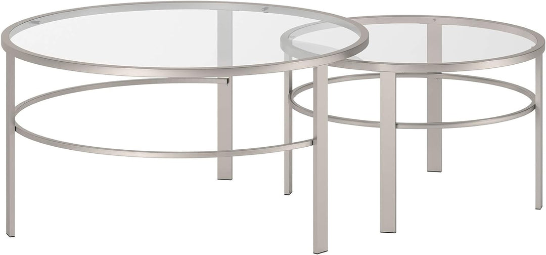 Nested Coffee Table in Satin Nickel, Modern Design