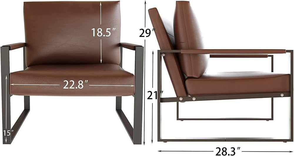 Leather Accent Chair Set of 2 Sofa Chair Brown