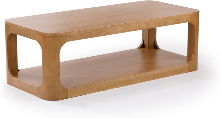 Solid Wood Modern Coffee Table, Pecan