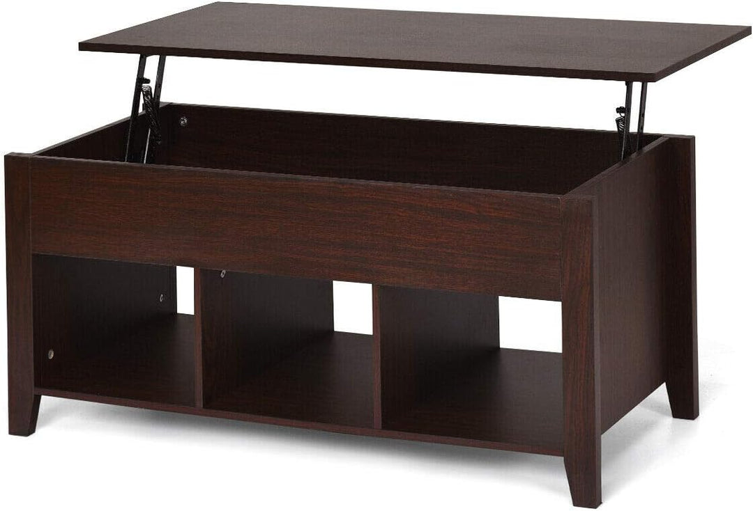 Lift Top Coffee Table with Hidden Storage, Wooden Accent Furniture, Espresso